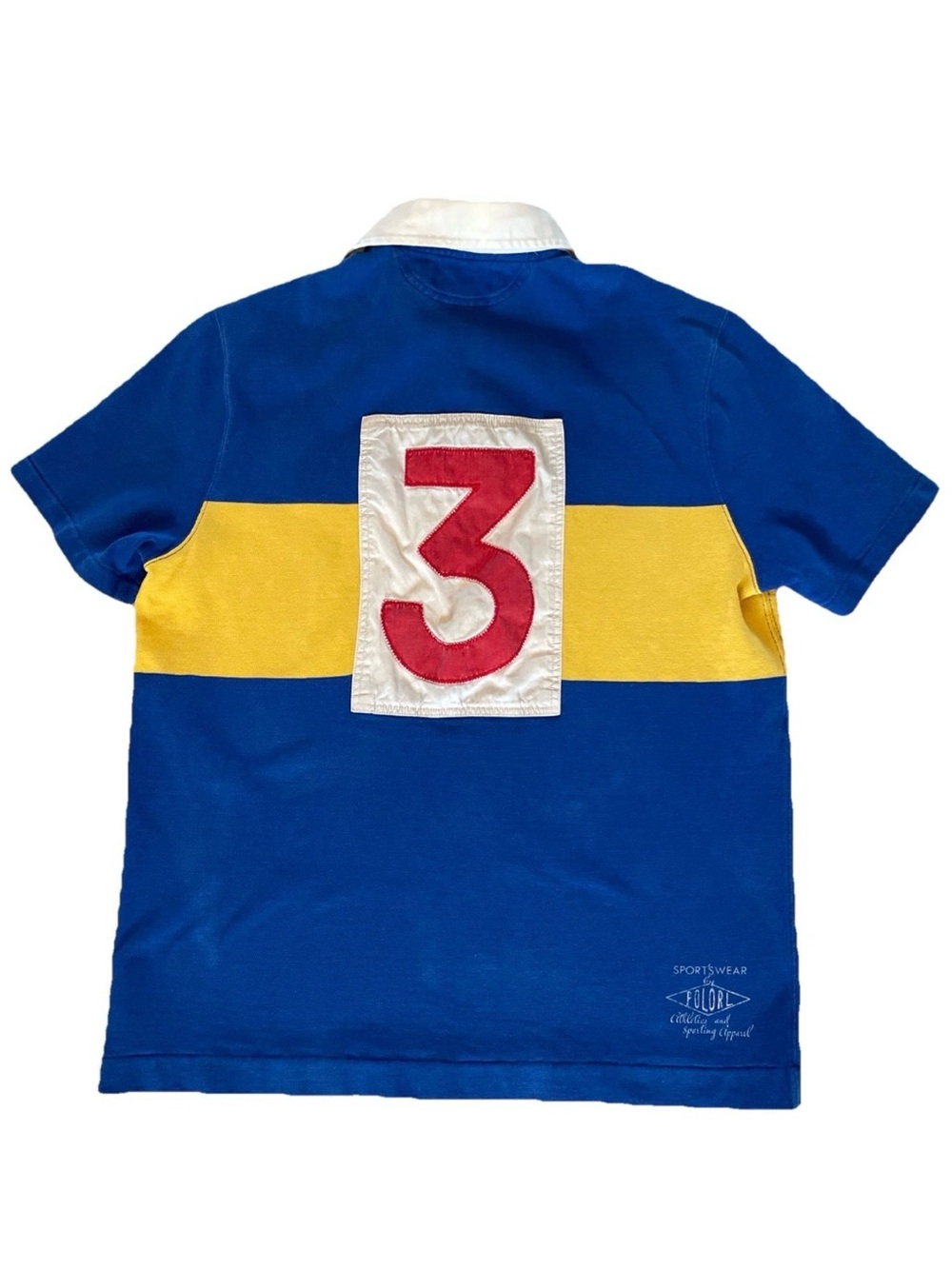 VTG Polo Ralph Lauren Mens Polo Shirt SZ Large Rugby "3" Blue Yellow Lion Crest - Picture 13 of 16